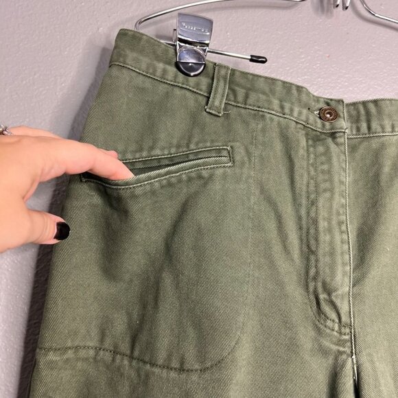 Christopher & Banks Army Green Straight Leg Casual High Waist Pants Flap Pockets - Picture 5 of 8